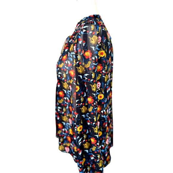 Zara Sheer Top Quilted Neckline Floral Blouse Small Preppy Twee Academia - Picture 3 of 7